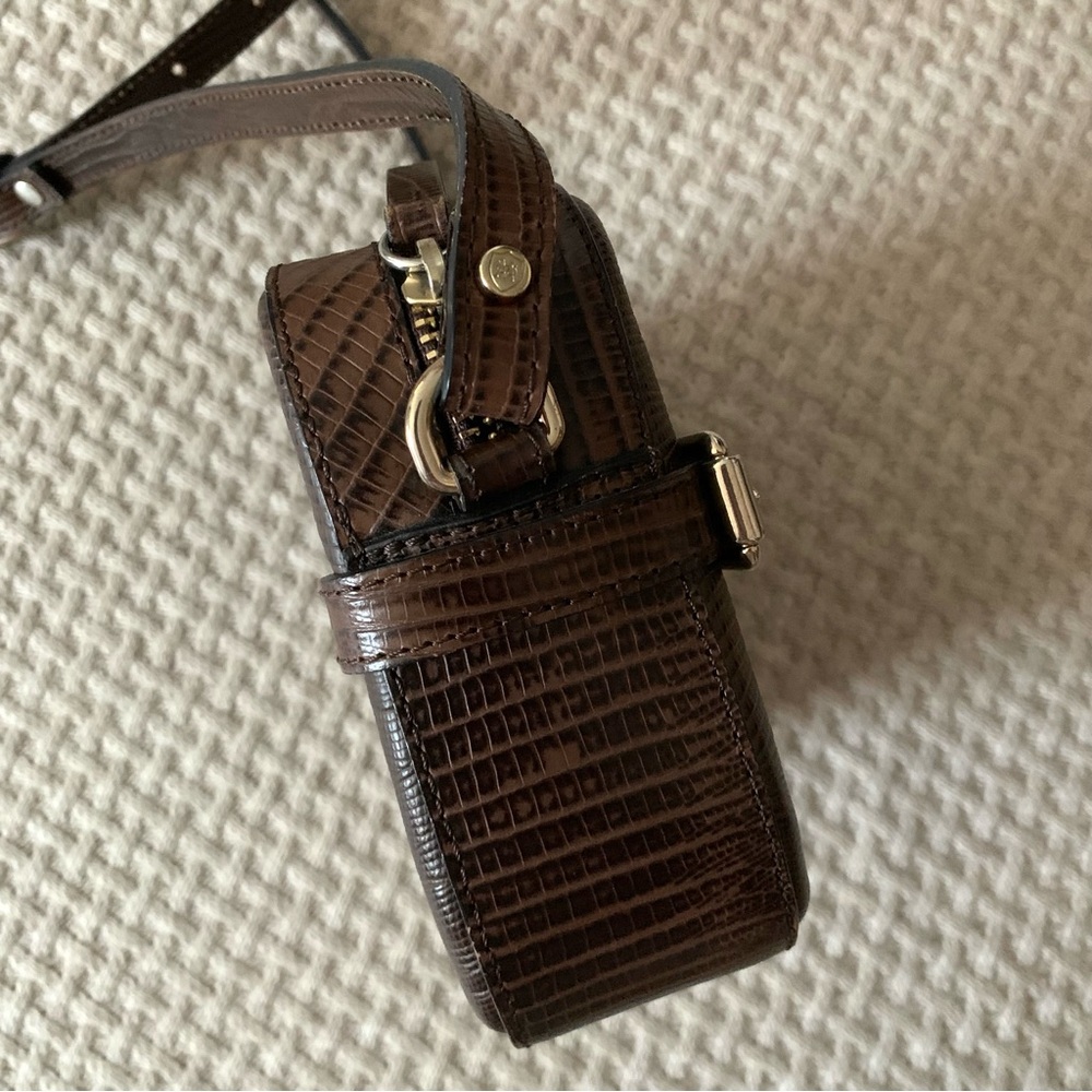 Massimo Dutti Brown Leather Crossbody Bag | Minimal Buckle Detail - Picture 9 of 16